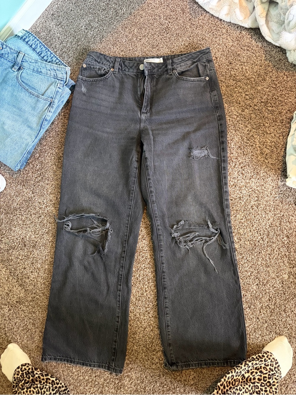 Garage Black Distressed Straight-Leg Women’s Jeans